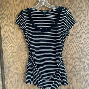 WHB‎ black Stripped Scoop Neck Tee s